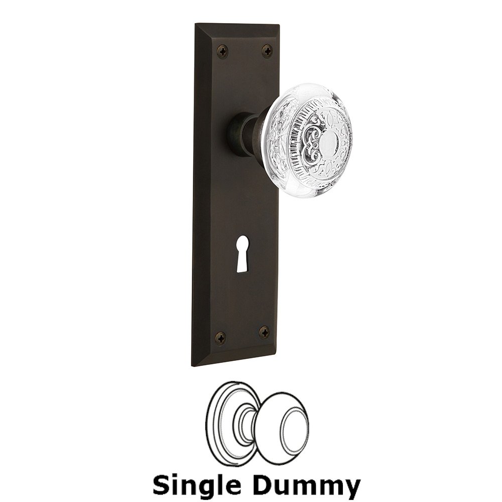 Nostalgic Warehouse Single Dummy - New York Plate With Keyhole and Crystal Egg & Dart Knob in Oil-Rubbed Bronze