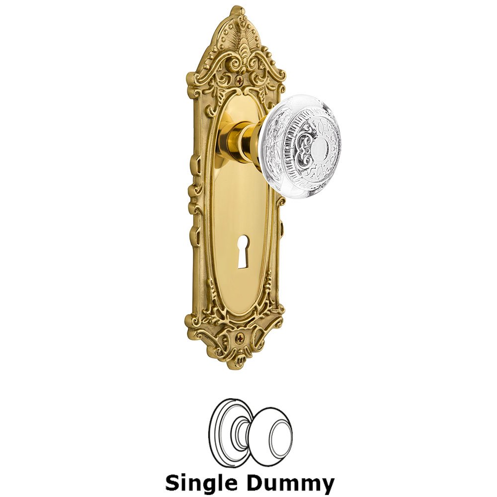 Nostalgic Warehouse Single Dummy - Victorian Plate With Keyhole and Crystal Egg & Dart Knob in Unlacquered Brass