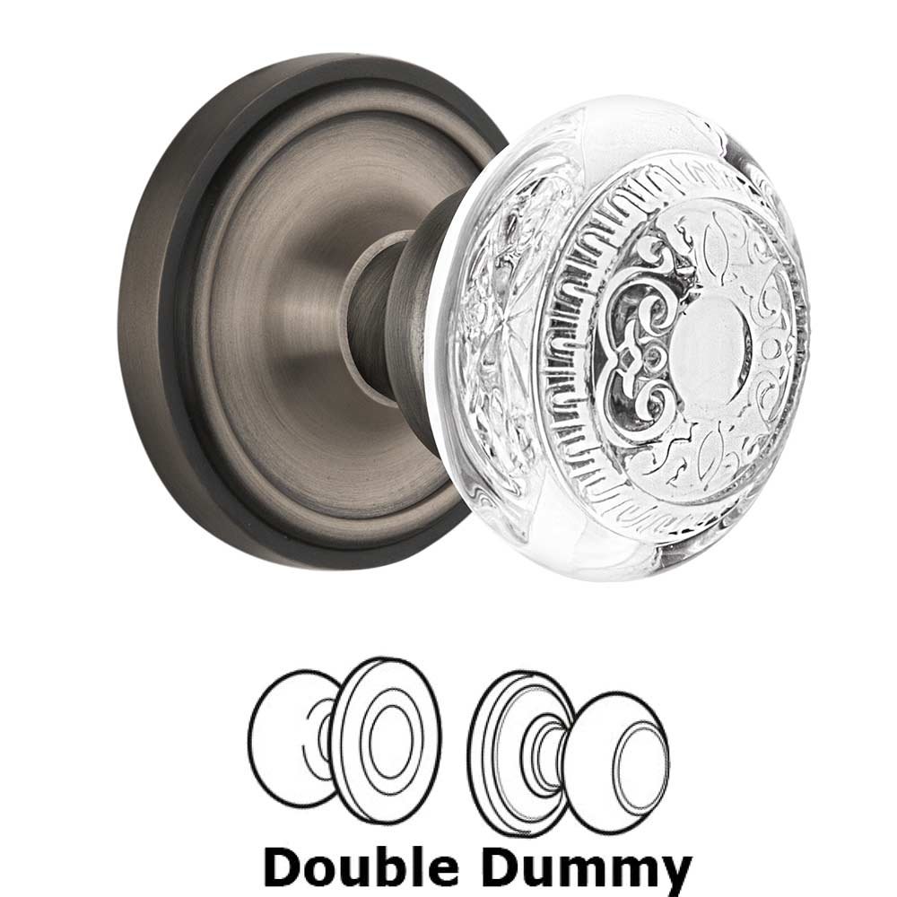 Nostalgic Warehouse Double Dummy Classic Rosette With Crystal Egg & Dart Knob in Antique Pewter