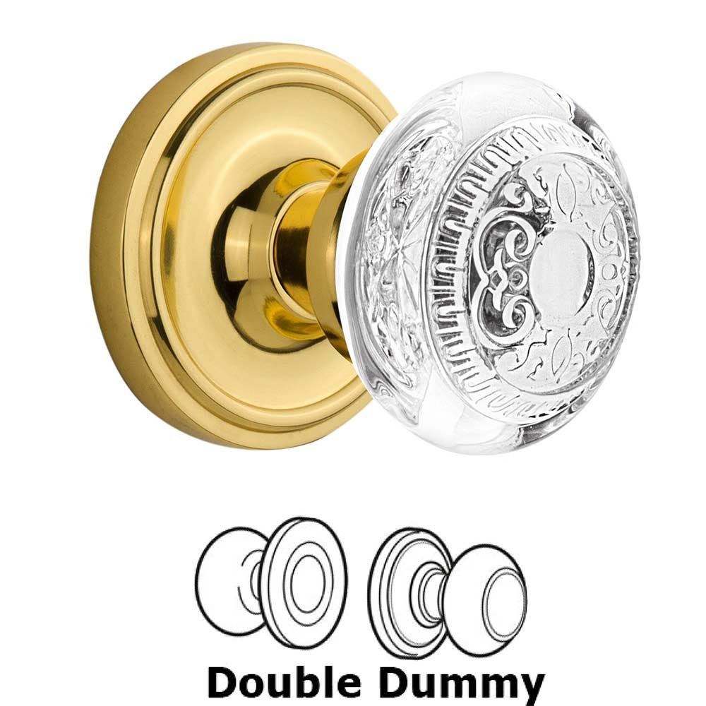 Nostalgic Warehouse Double Dummy Classic Rosette With Crystal Egg & Dart Knob in Polished Brass