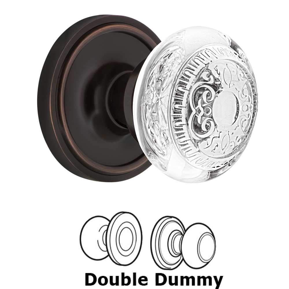 Nostalgic Warehouse Double Dummy Classic Rosette With Crystal Egg & Dart Knob in Timeless Bronze