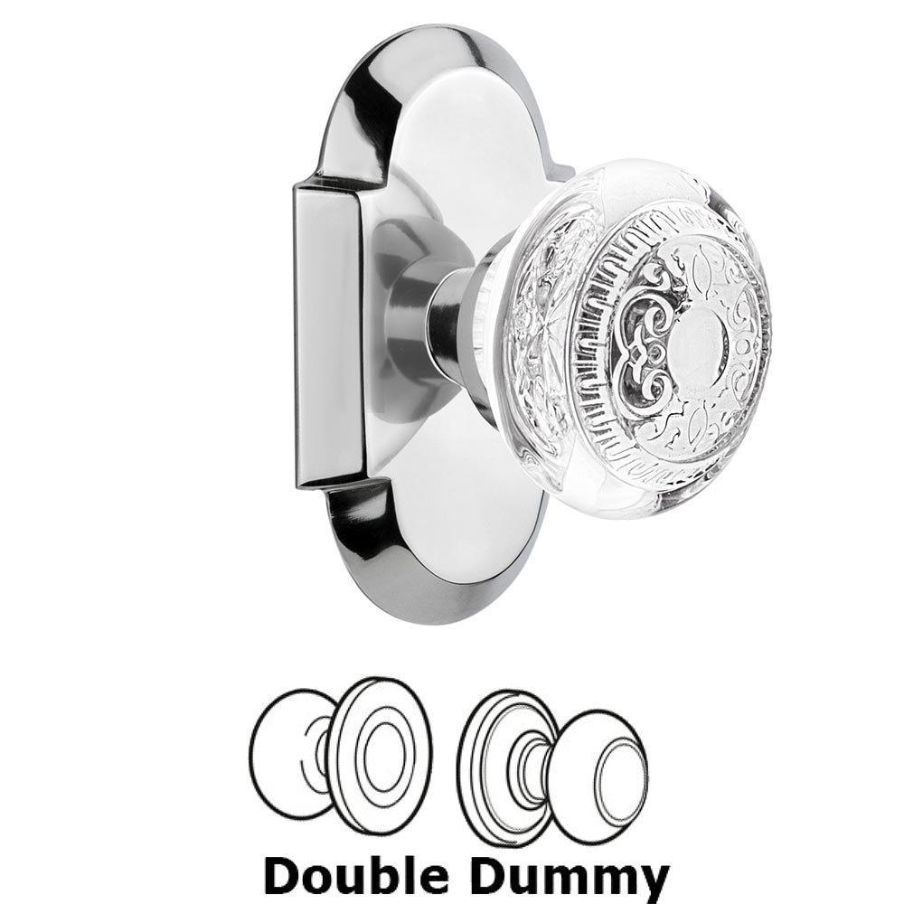 Nostalgic Warehouse Double Dummy - Cottage Plate With Crystal Egg & Dart Knob in Bright Chrome