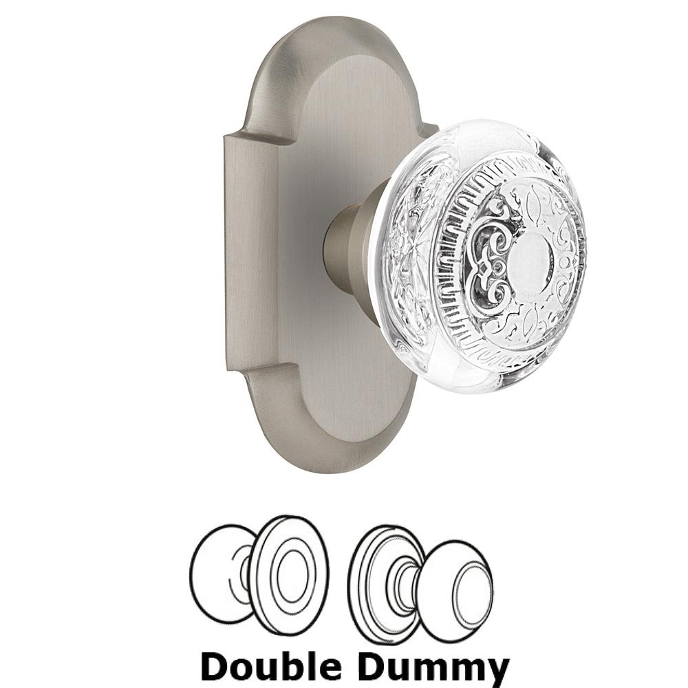 Nostalgic Warehouse Double Dummy - Cottage Plate With Crystal Egg & Dart Knob in Satin Nickel