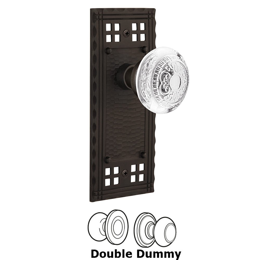 Nostalgic Warehouse Double Dummy - Craftsman Plate With Crystal Egg & Dart Knob in Oil-Rubbed Bronze