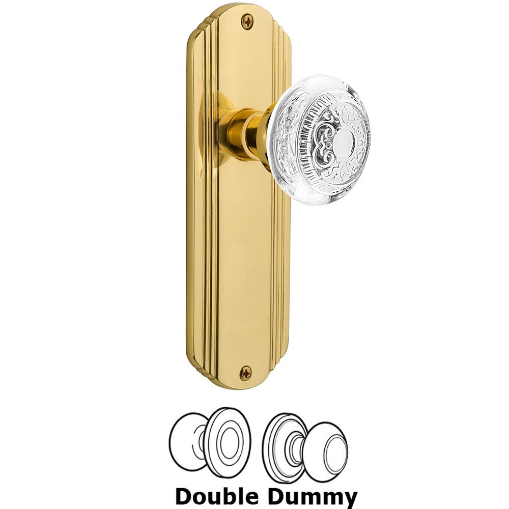 Nostalgic Warehouse Double Dummy - Deco Plate With Crystal Egg & Dart Knob in Polished Brass