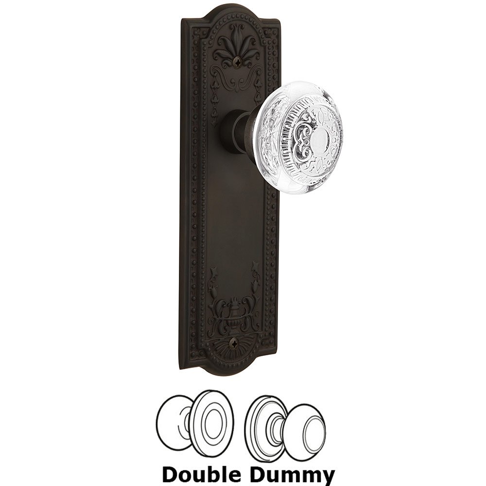 Nostalgic Warehouse Double Dummy - Meadows Plate With Crystal Egg & Dart Knob in Oil-Rubbed Bronze