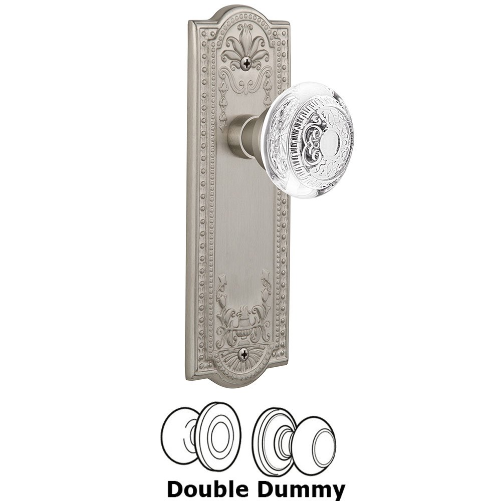 Nostalgic Warehouse Double Dummy - Meadows Plate With Crystal Egg & Dart Knob in Satin Nickel