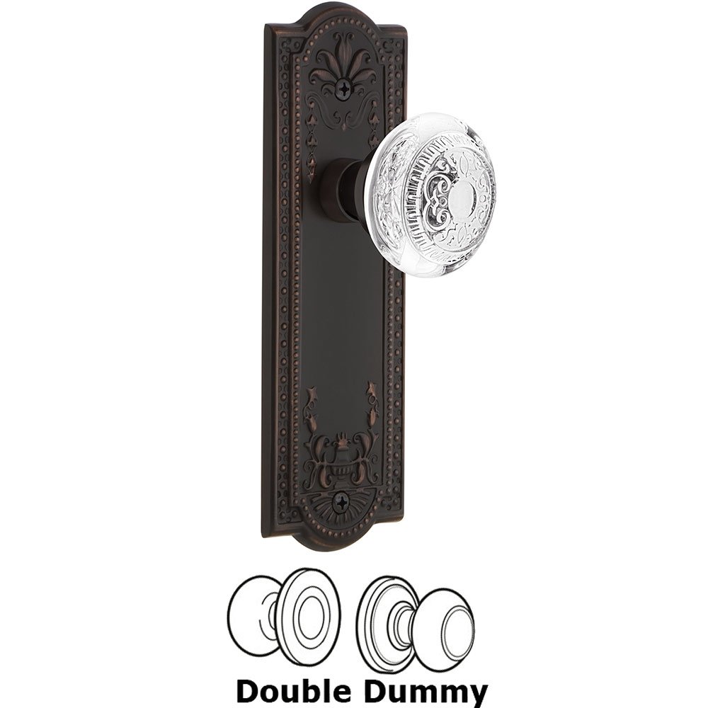 Nostalgic Warehouse Double Dummy - Meadows Plate With Crystal Egg & Dart Knob in Timeless Bronze