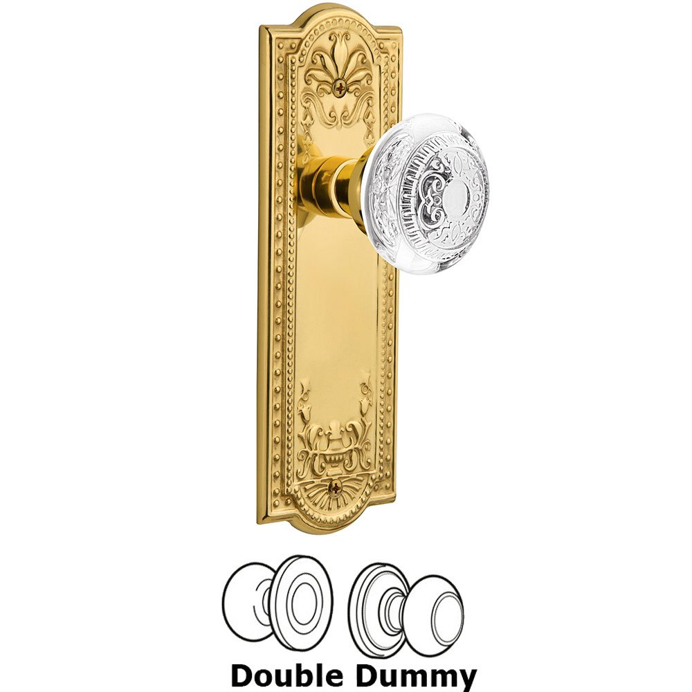 Nostalgic Warehouse Double Dummy - Meadows Plate With Crystal Egg & Dart Knob in Unlacquered Brass