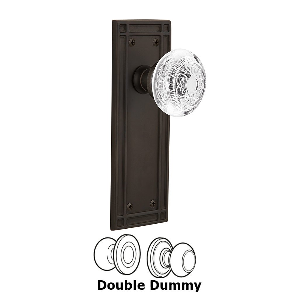 Nostalgic Warehouse Double Dummy - Mission Plate With Crystal Egg & Dart Knob in Oil-Rubbed Bronze