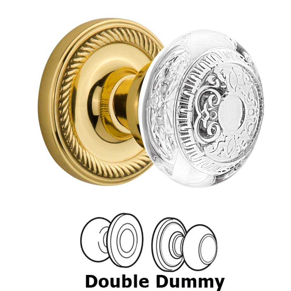 Nostalgic Warehouse Double Dummy - Rope Rosette With Crystal Egg & Dart Knob in Unlacquered Brass