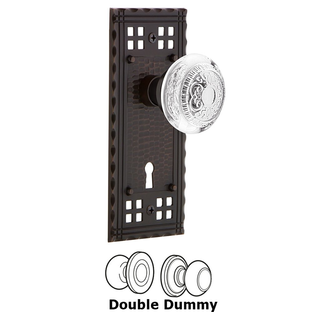 Nostalgic Warehouse Double Dummy - Craftsman Plate With Keyhole and Crystal Egg & Dart Knob in Timeless Bronze