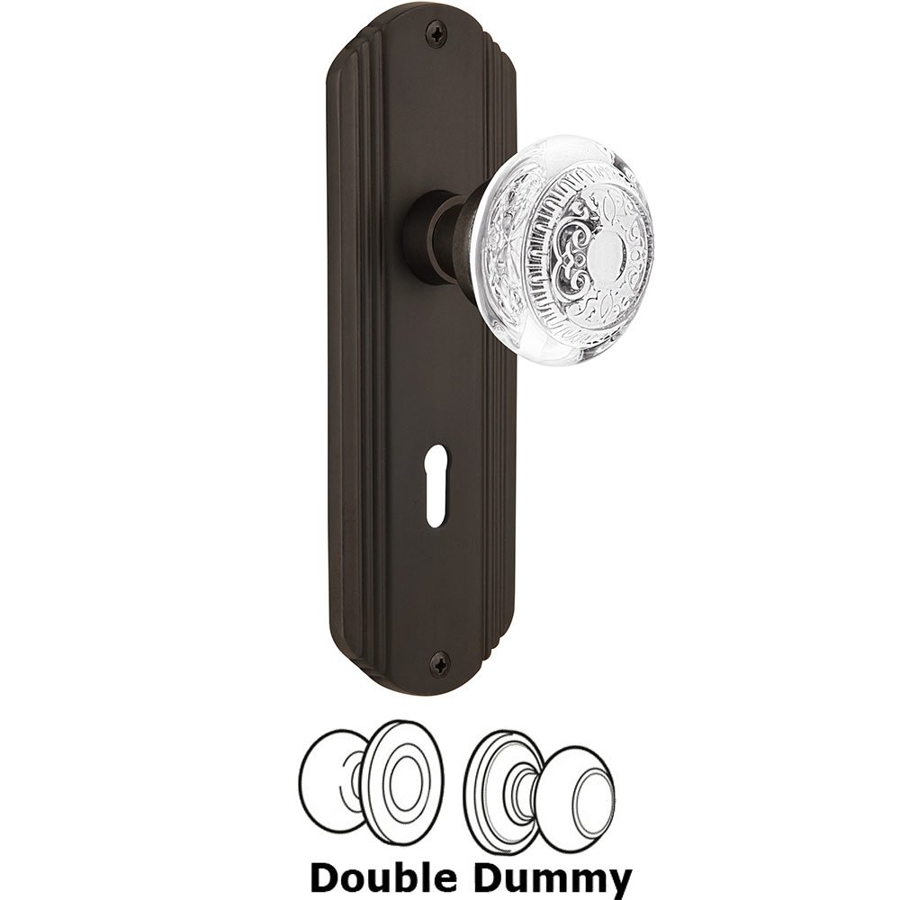 Nostalgic Warehouse Double Dummy - Deco Plate With Keyhole and Crystal Egg & Dart Knob in Oil-Rubbed Bronze