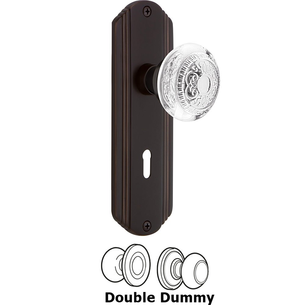 Nostalgic Warehouse Double Dummy - Deco Plate With Keyhole and Crystal Egg & Dart Knob in Timeless Bronze