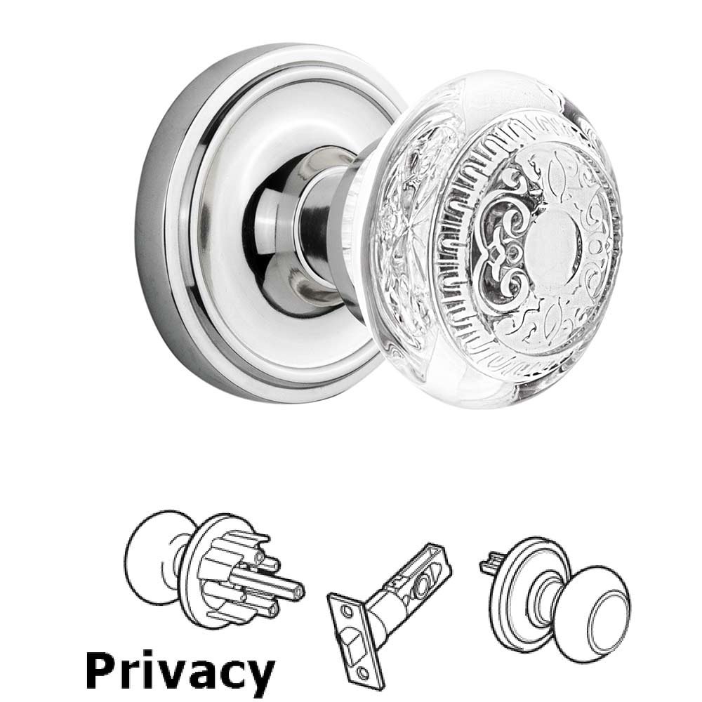 Nostalgic Warehouse Privacy - Classic Rosette With Crystal Egg & Dart Knob in Bright Chrome