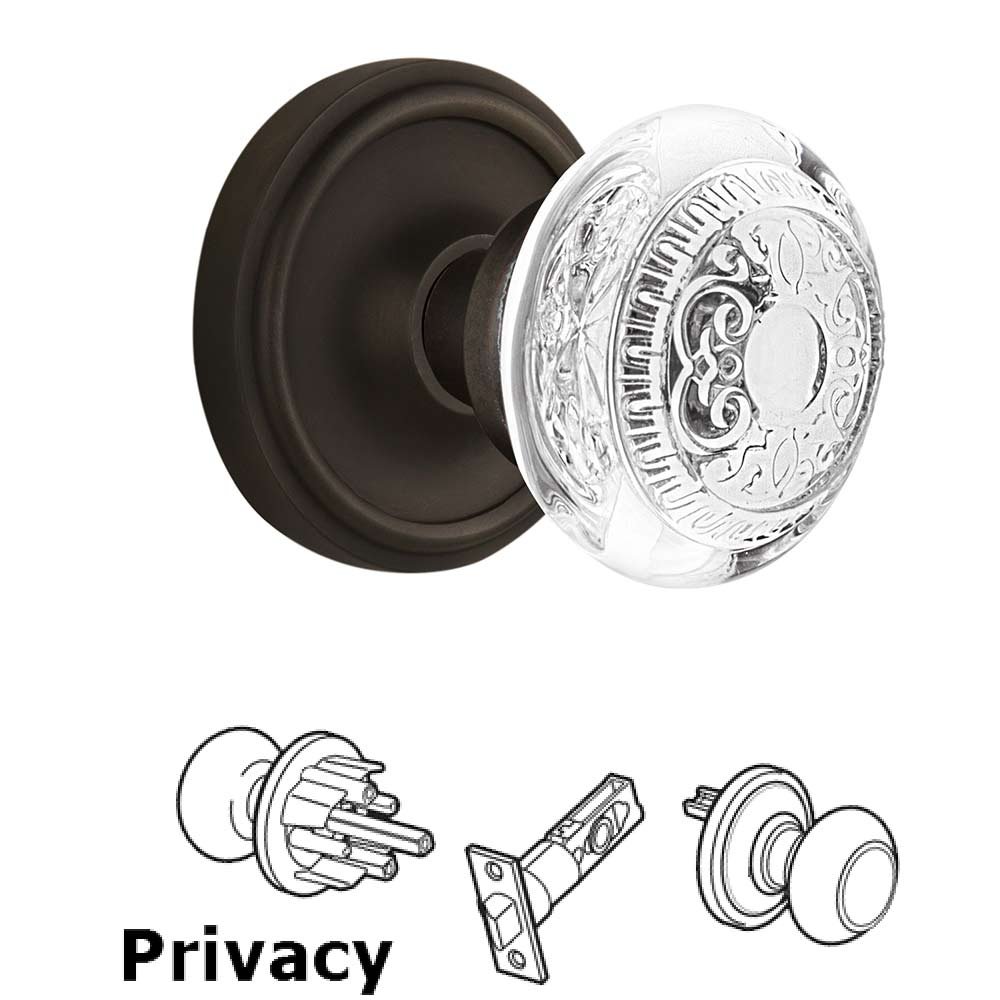Nostalgic Warehouse Privacy - Classic Rosette With Crystal Egg & Dart Knob in Oil-Rubbed Bronze