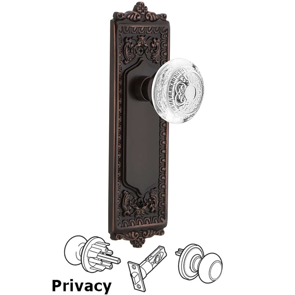 Nostalgic Warehouse Privacy - Egg & Dart Plate With Crystal Egg & Dart Knob in Timeless Bronze
