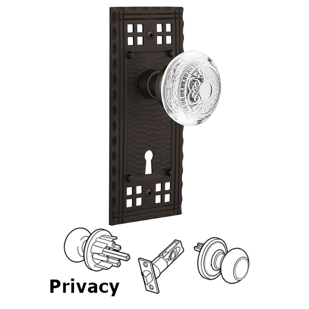 Nostalgic Warehouse Privacy - Craftsman Plate With Keyhole and Crystal Egg & Dart Knob in Oil-Rubbed Bronze