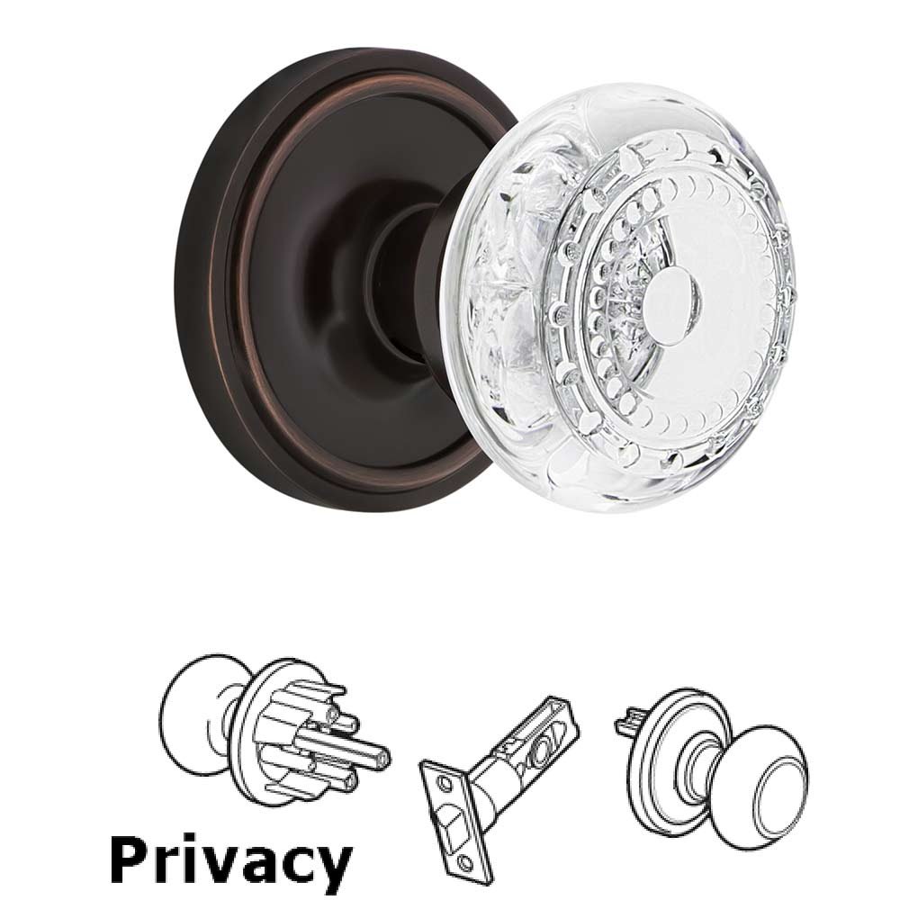 Nostalgic Warehouse Privacy - Classic Rosette With Crystal Meadows Knob in Timeless Bronze
