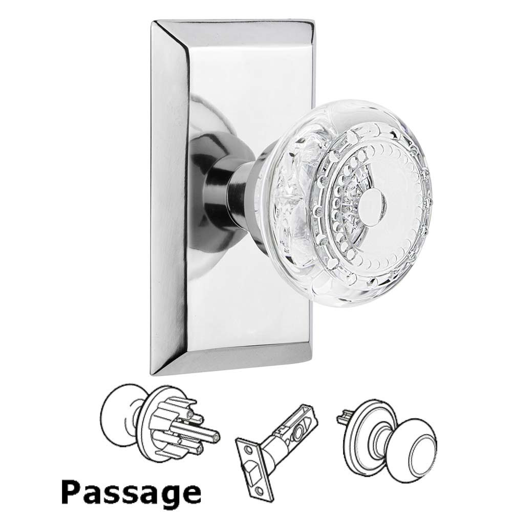 Nostalgic Warehouse Passage - Studio Plate With Crystal Meadows Knob in Bright Chrome