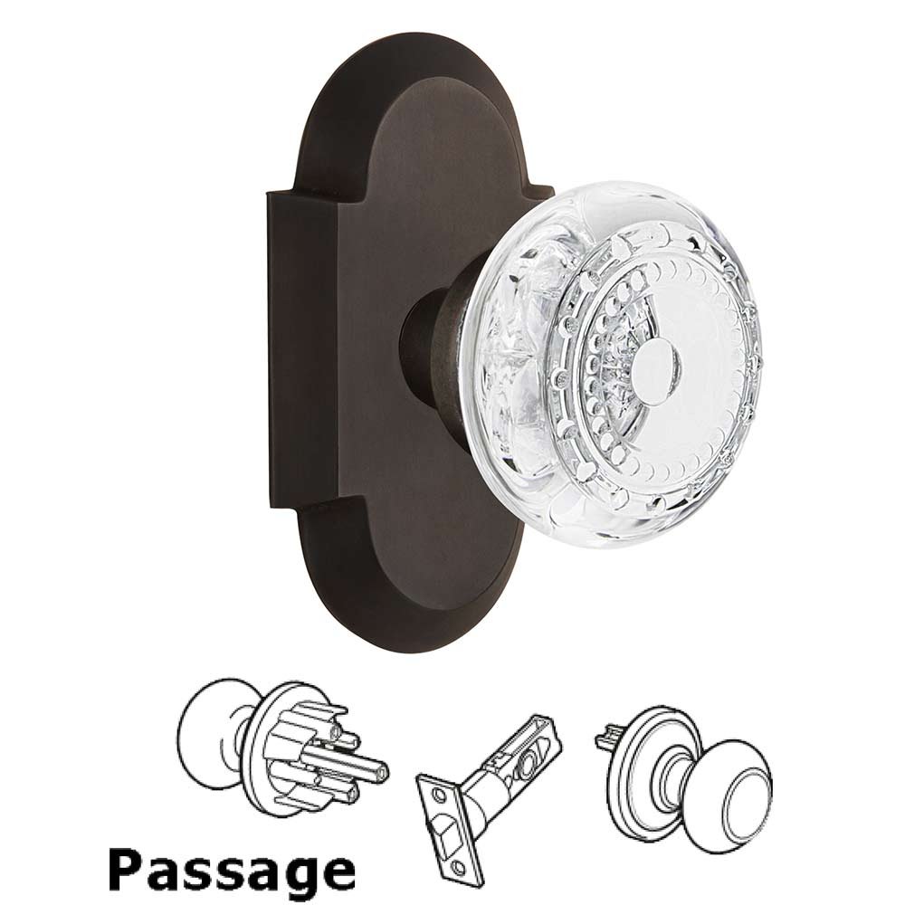 Nostalgic Warehouse Passage - Cottage Plate With Crystal Meadows Knob in Oil-Rubbed Bronze