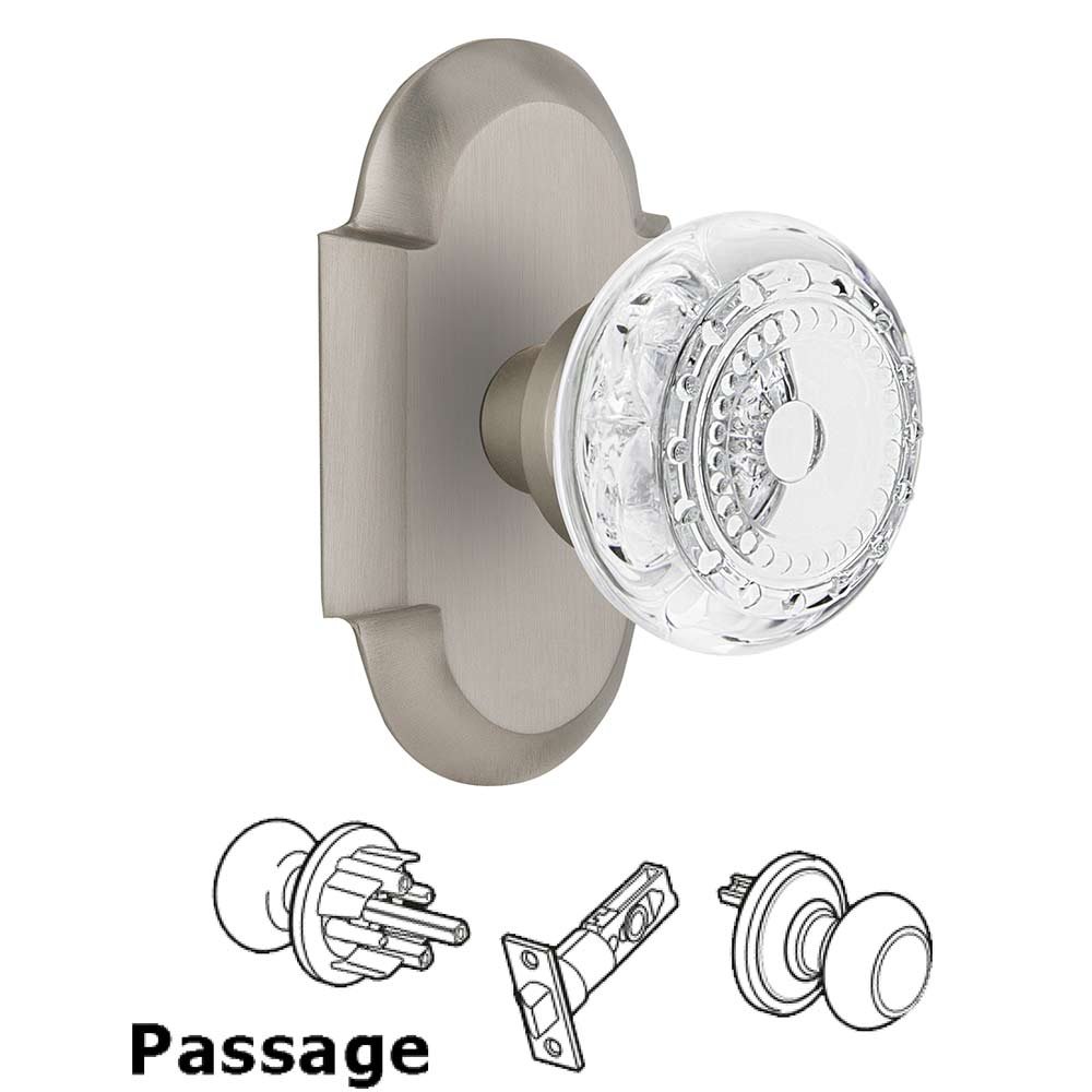 Nostalgic Warehouse Passage - Cottage Plate With Crystal Meadows Knob in Satin Nickel