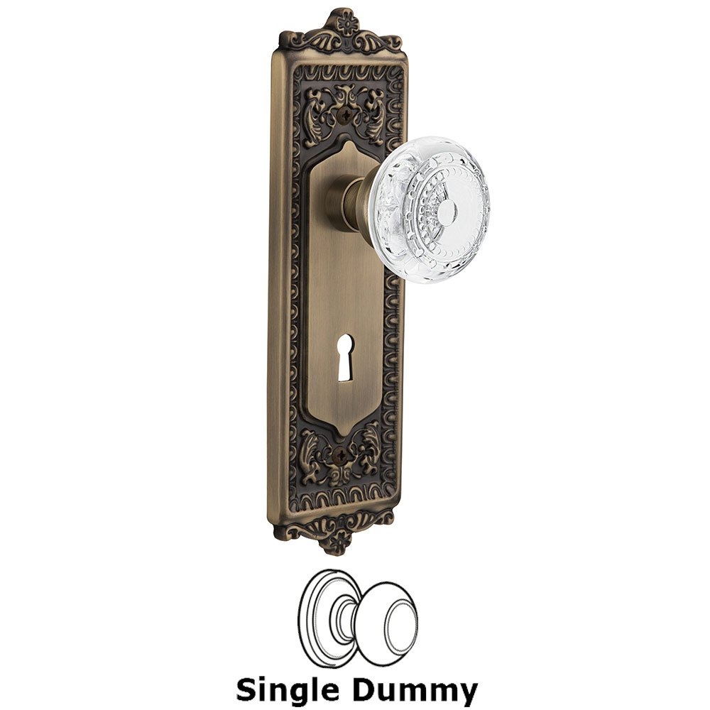 Nostalgic Warehouse Single Dummy - Egg & Dart Plate With Keyhole and Crystal Meadows Knob in Antique Brass