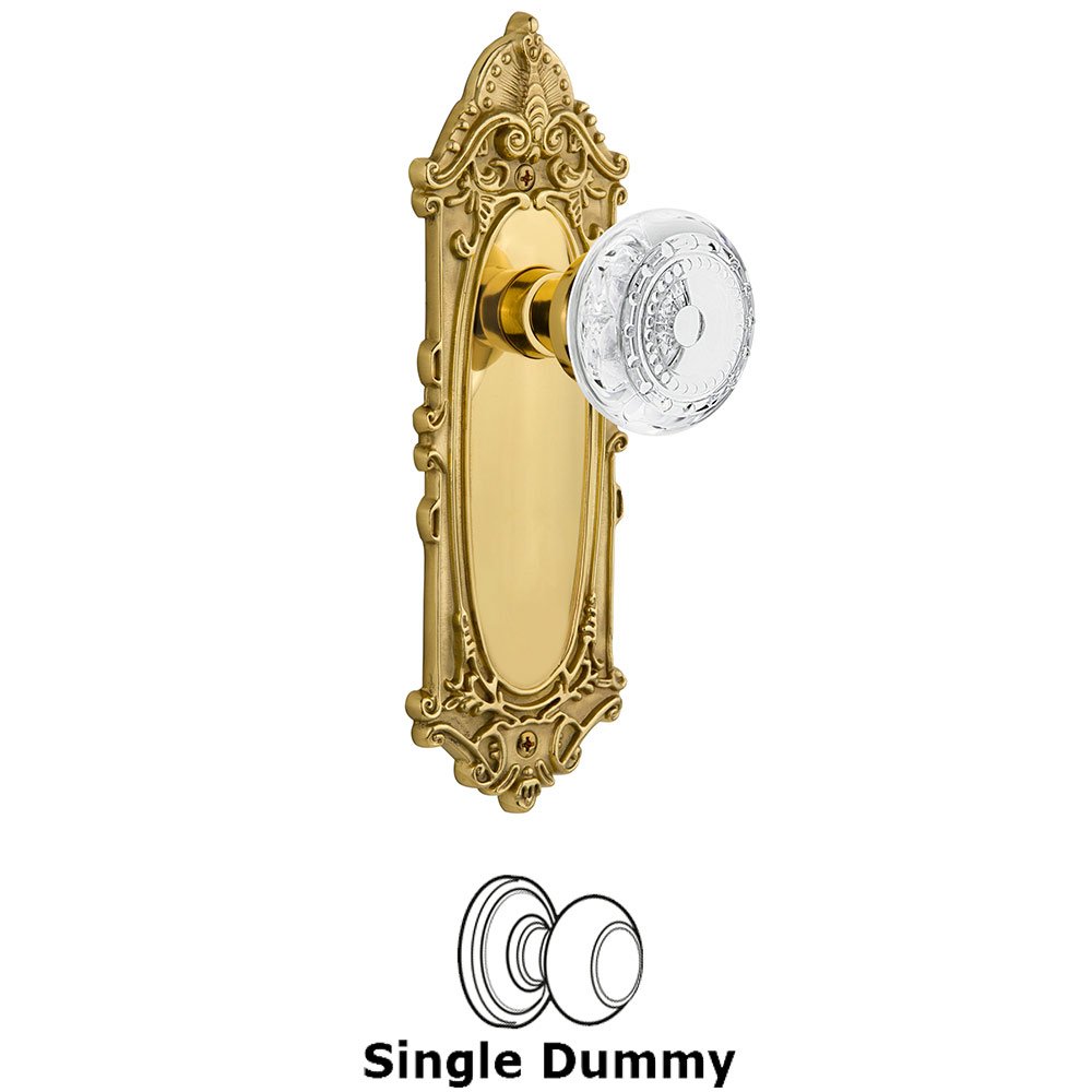 Nostalgic Warehouse Single Dummy - Victorian Plate With Crystal Meadows Knob in Polished Brass