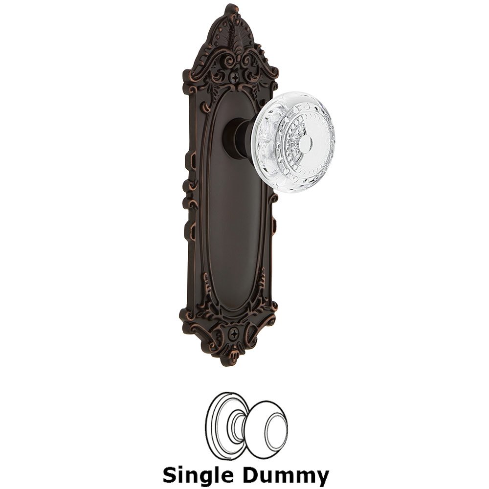 Nostalgic Warehouse Single Dummy - Victorian Plate With Crystal Meadows Knob in Timeless Bronze