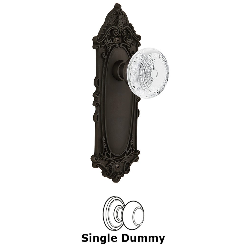 Nostalgic Warehouse Single Dummy - Victorian Plate With Crystal Meadows Knob in Oil-Rubbed Bronze