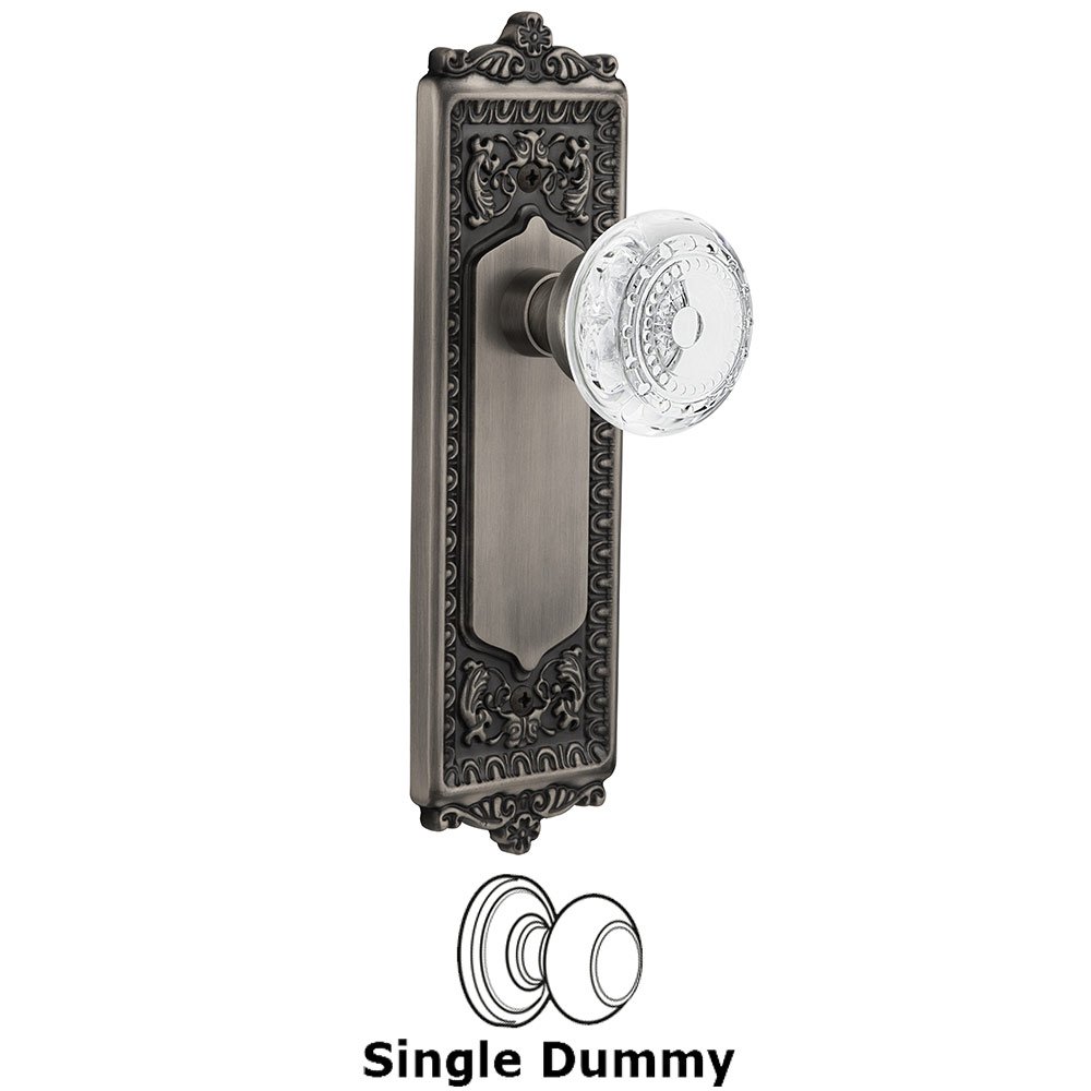 Nostalgic Warehouse Single Dummy - Egg & Dart Plate With Crystal Meadows Knob in Antique Pewter