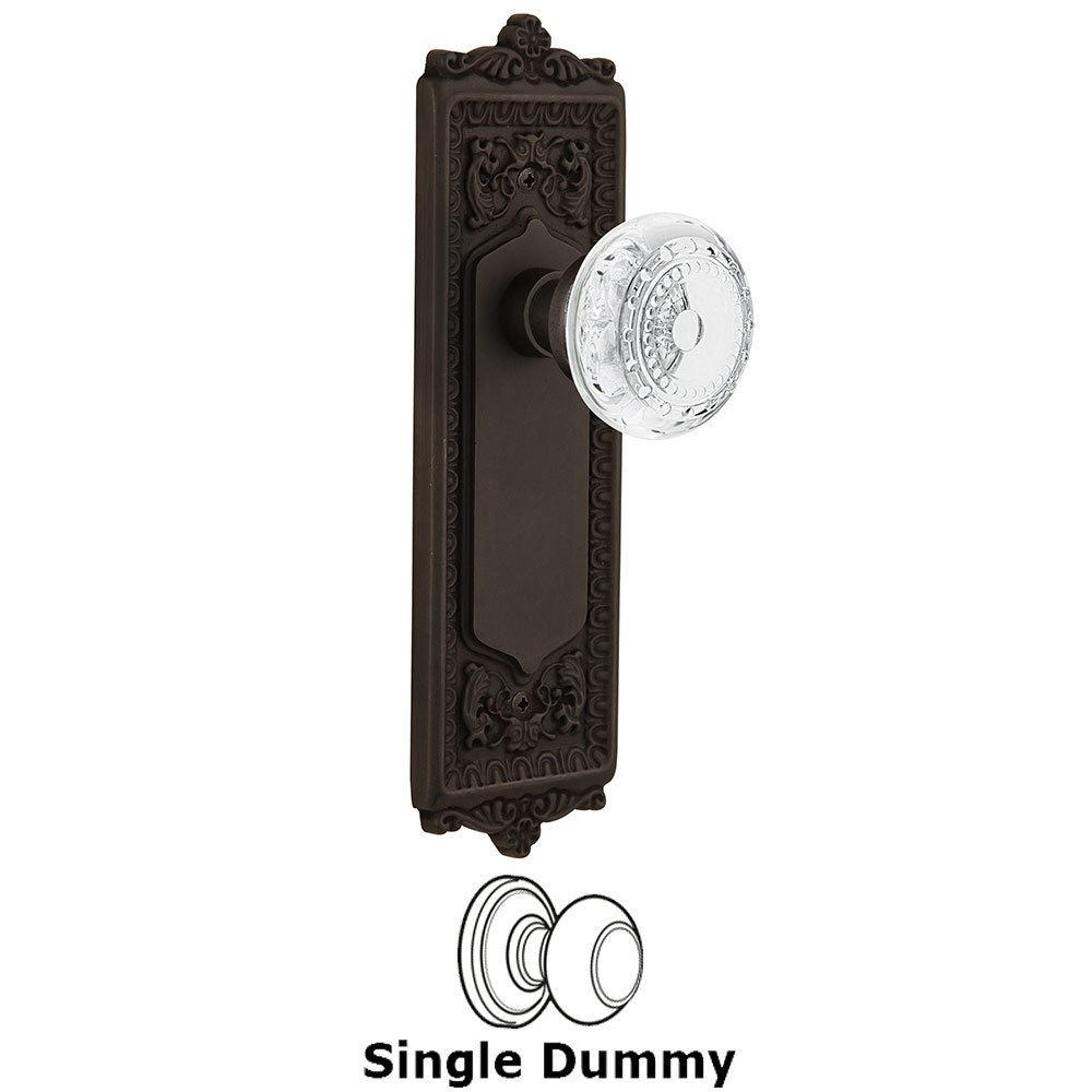 Nostalgic Warehouse Single Dummy - Egg & Dart Plate With Crystal Meadows Knob in Oil Rubbed Bronze
