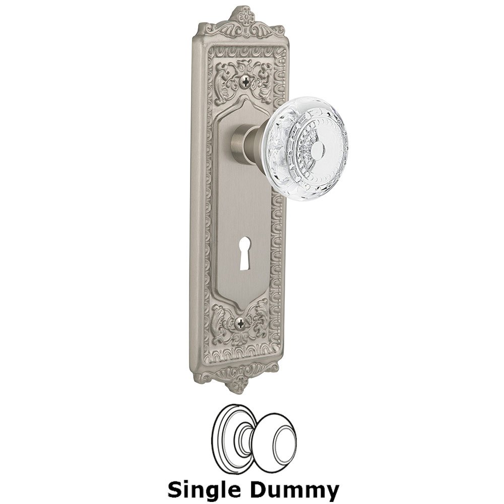 Nostalgic Warehouse Single Dummy - Egg & Dart Plate With Keyhole and Crystal Meadows Knob in Satin Nickel