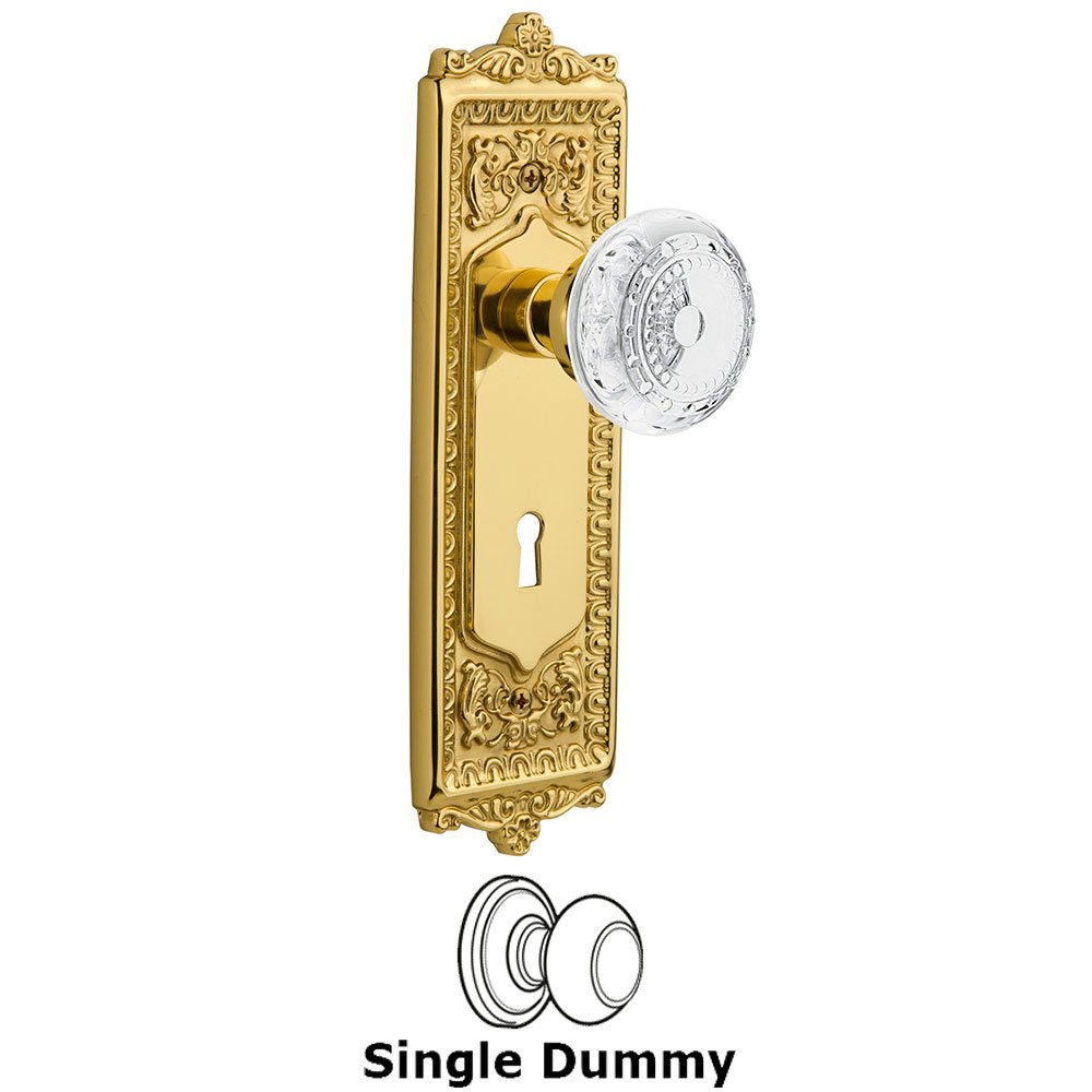 Nostalgic Warehouse Single Dummy - Egg & Dart Plate With Keyhole and Crystal Meadows Knob in Polished Brass