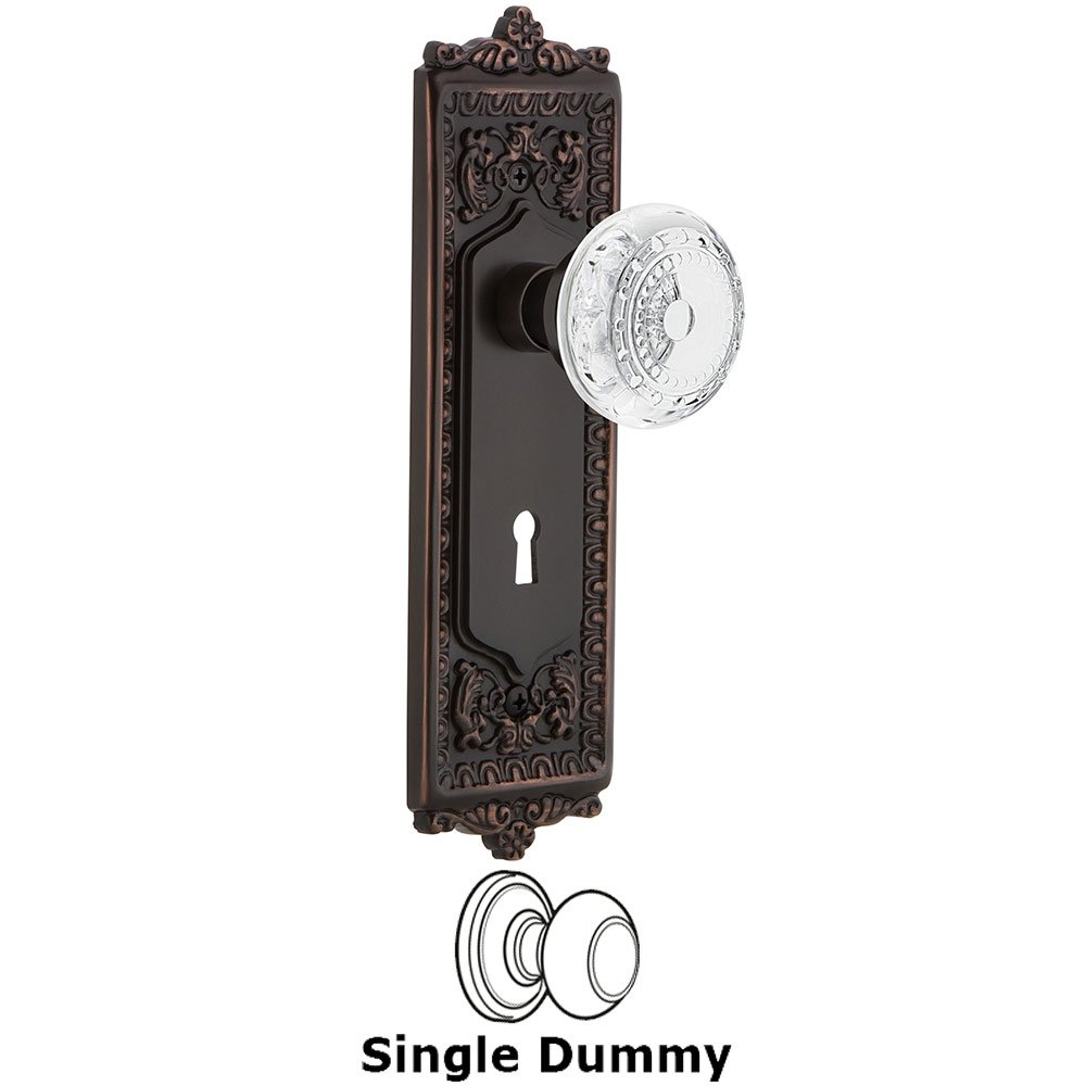 Nostalgic Warehouse Single Dummy - Egg & Dart Plate With Keyhole and Crystal Meadows Knob in Timeless Bronze