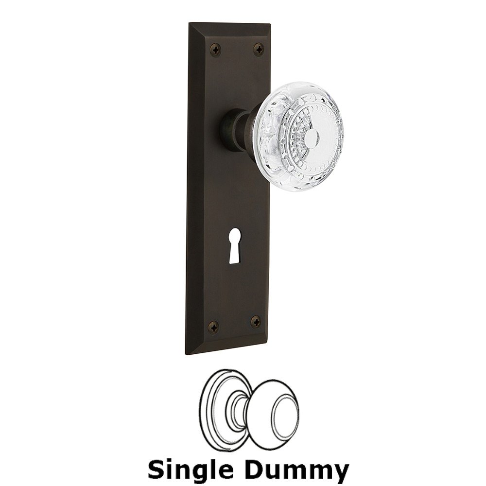 Nostalgic Warehouse Single Dummy - New York Plate With Keyhole and Crystal Meadows Knob in Oil-Rubbed Bronze