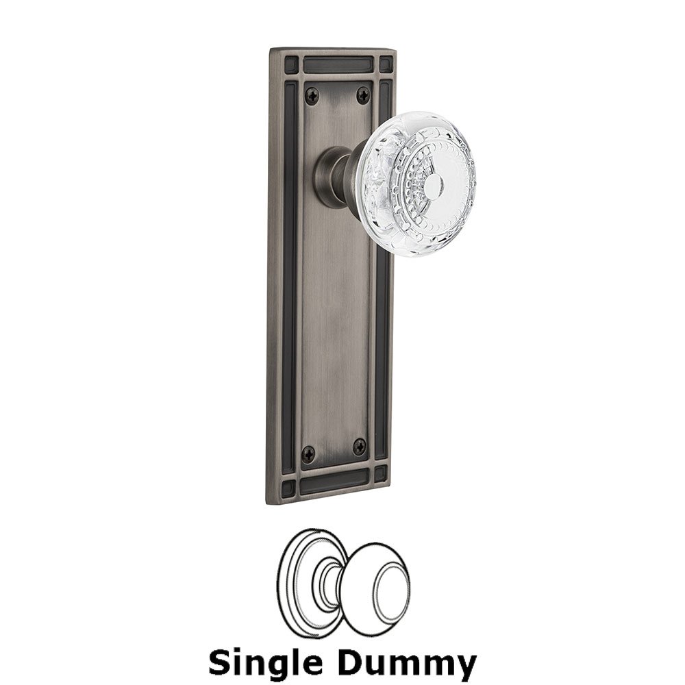 Nostalgic Warehouse Single Dummy - Mission Plate With Crystal Meadows Knob in Antique Pewter