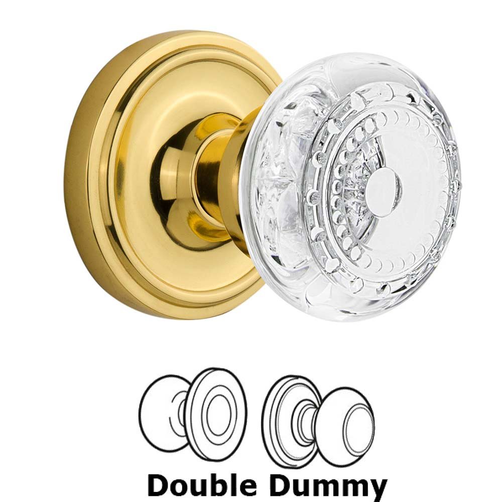 Nostalgic Warehouse Double Dummy Classic Rosette With Crystal Meadows Knob in Unlacquered Brass