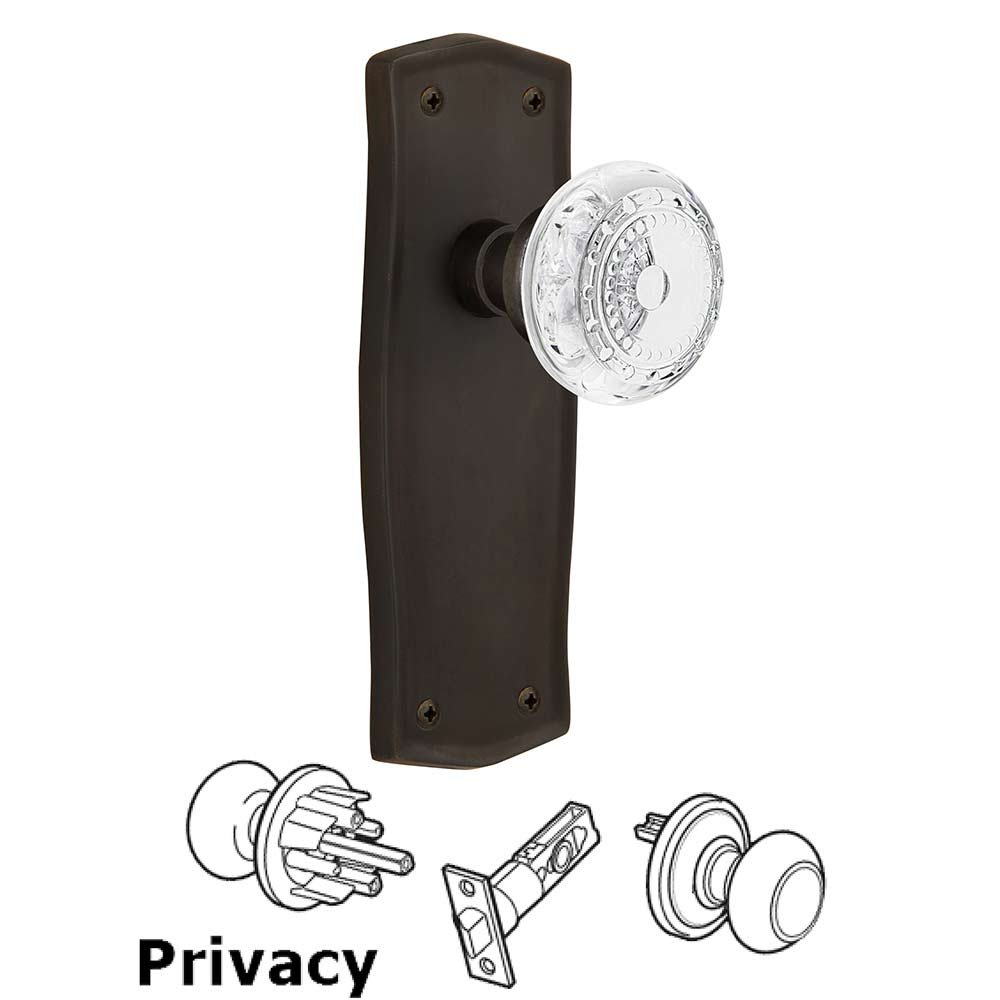 Nostalgic Warehouse Privacy - Prairie Plate With Crystal Meadows Knob in Oil-Rubbed Bronze