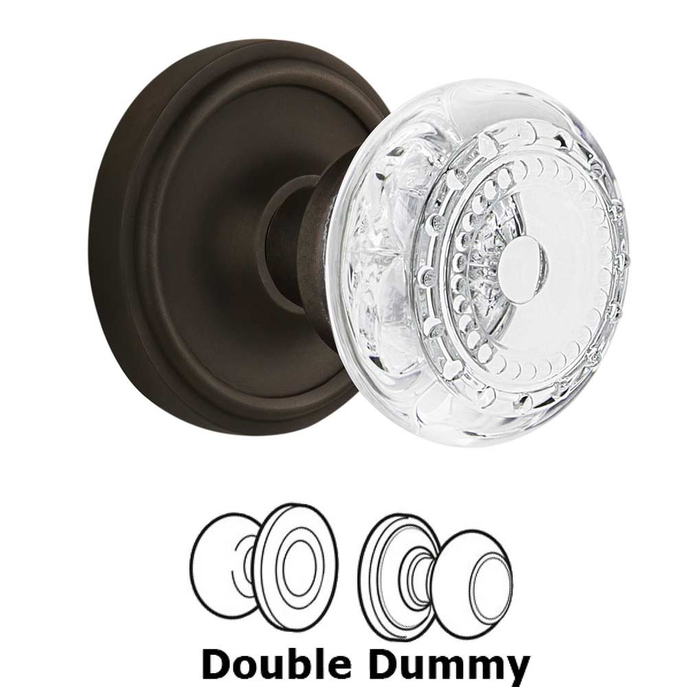 Nostalgic Warehouse Double Dummy Classic Rosette With Crystal Meadows Knob in Oil-Rubbed Bronze