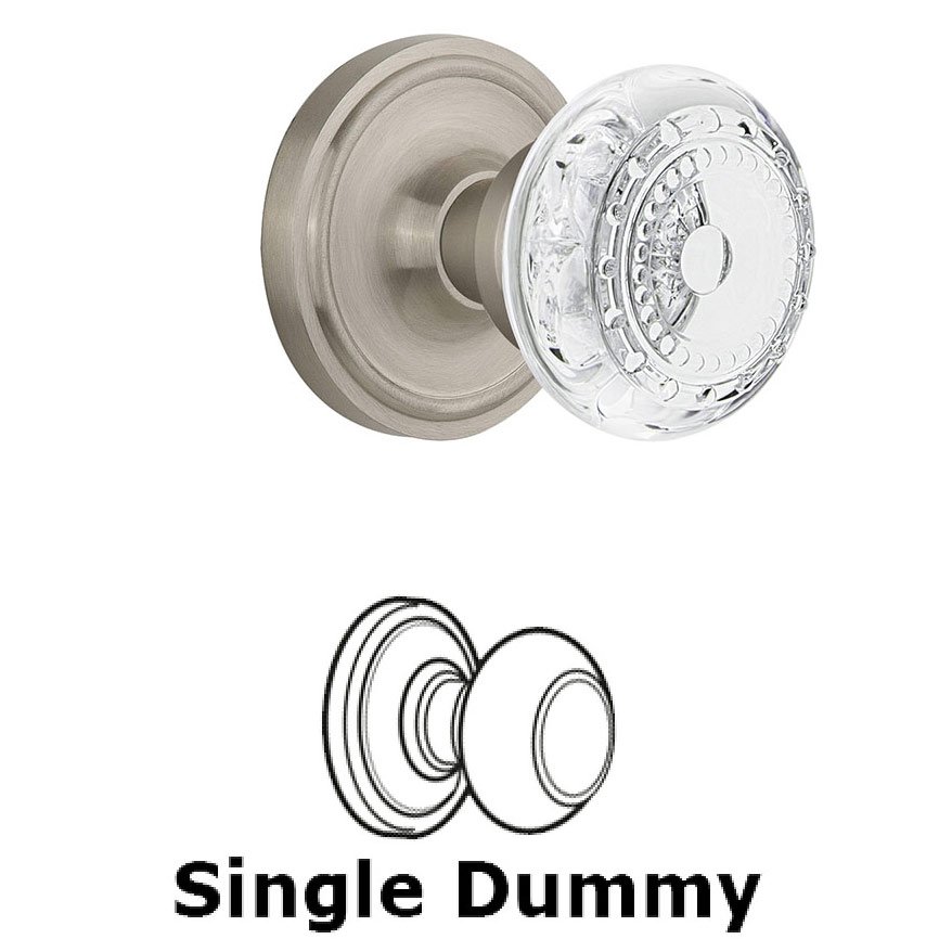 Nostalgic Warehouse Single Dummy Classic Rosette With Crystal Meadows Knob in Satin Nickel