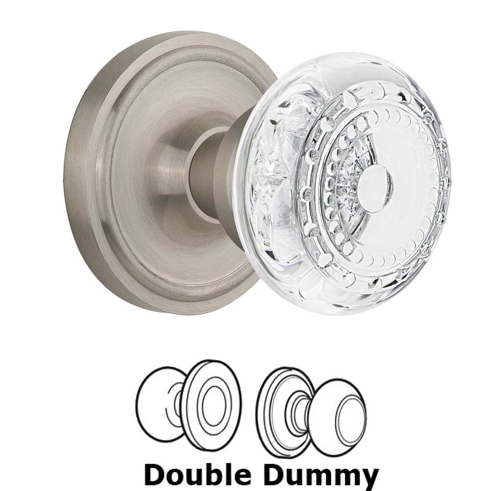 Nostalgic Warehouse Double Dummy Classic Rosette With Crystal Meadows Knob in Satin Nickel