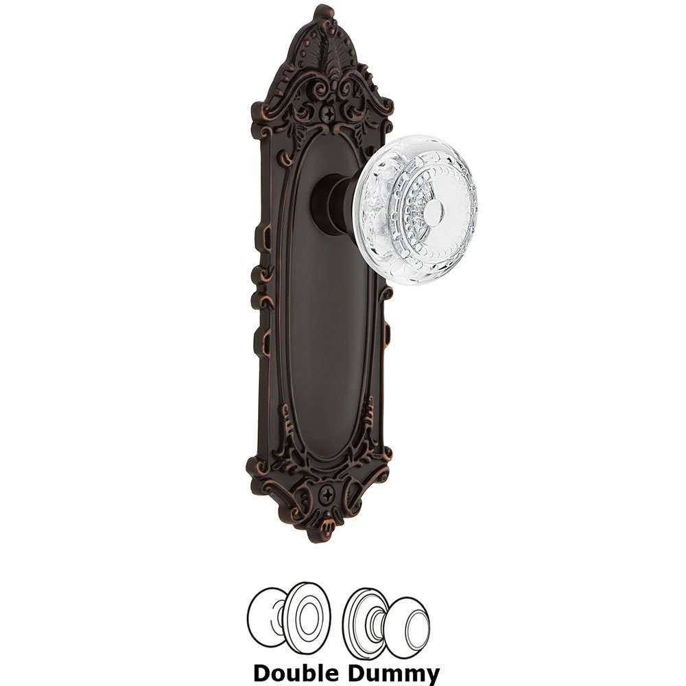 Nostalgic Warehouse Double Dummy - Victorian Plate With Crystal Meadows Knob in Timeless Bronze