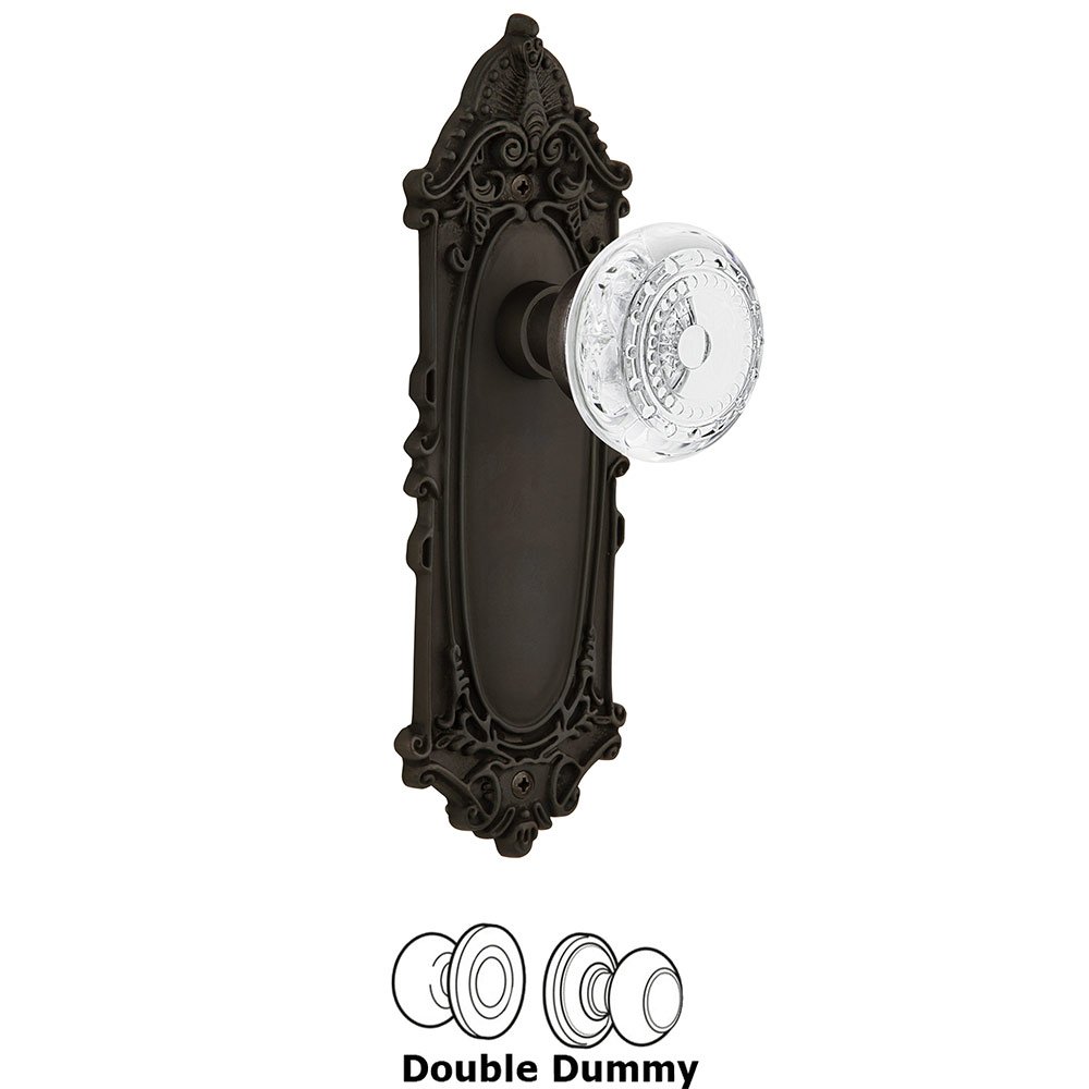 Nostalgic Warehouse Double Dummy - Victorian Plate With Crystal Meadows Knob in Oil-Rubbed Bronze