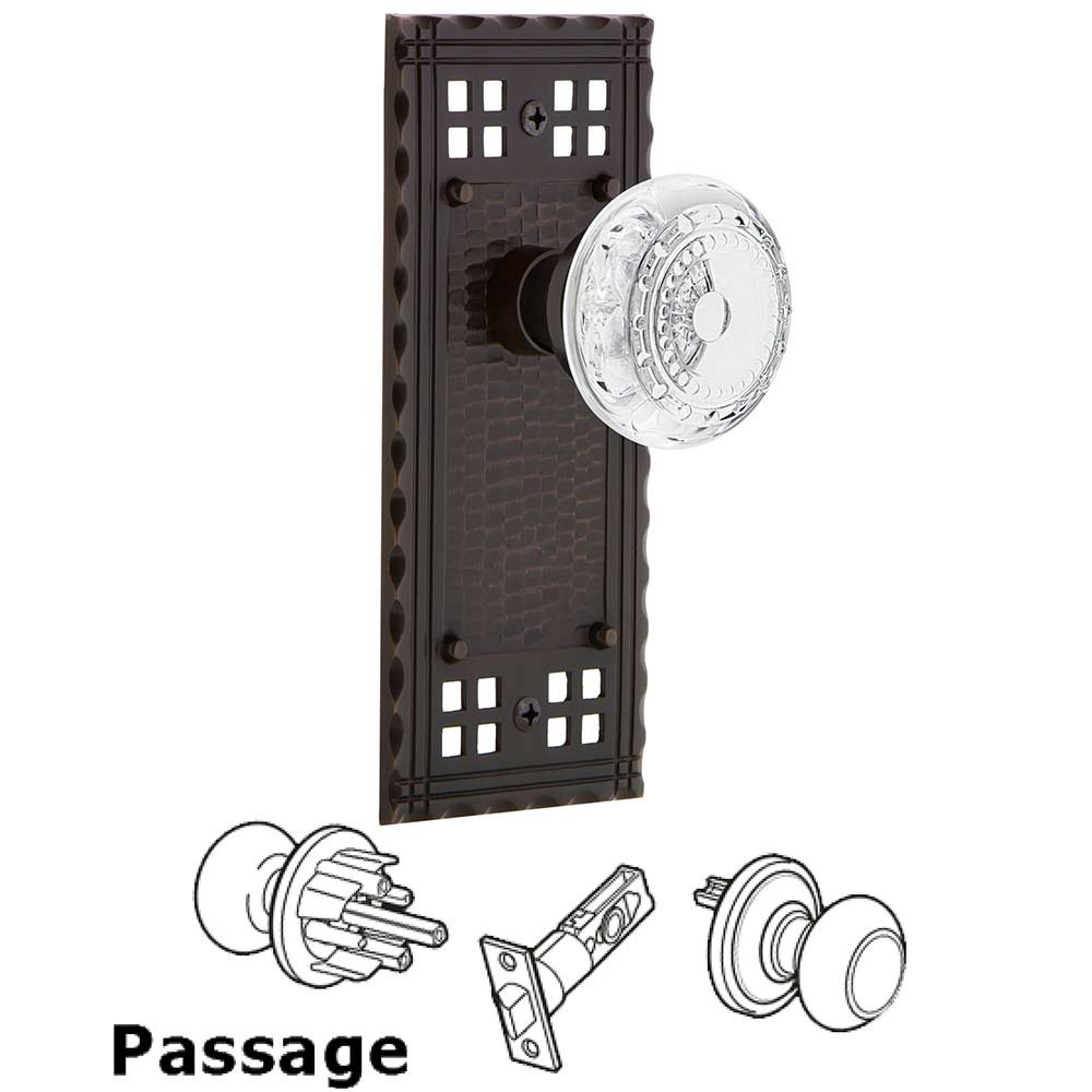 Nostalgic Warehouse Passage Craftsman Plate With Crystal Meadows Knob in Timeless Bronze