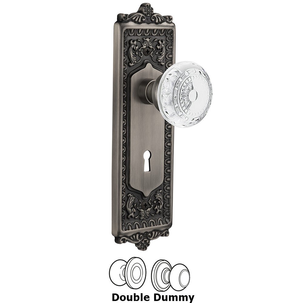 Nostalgic Warehouse Double Dummy - Egg & Dart Plate With Keyhole and Crystal Meadows Knob in Antique Pewter