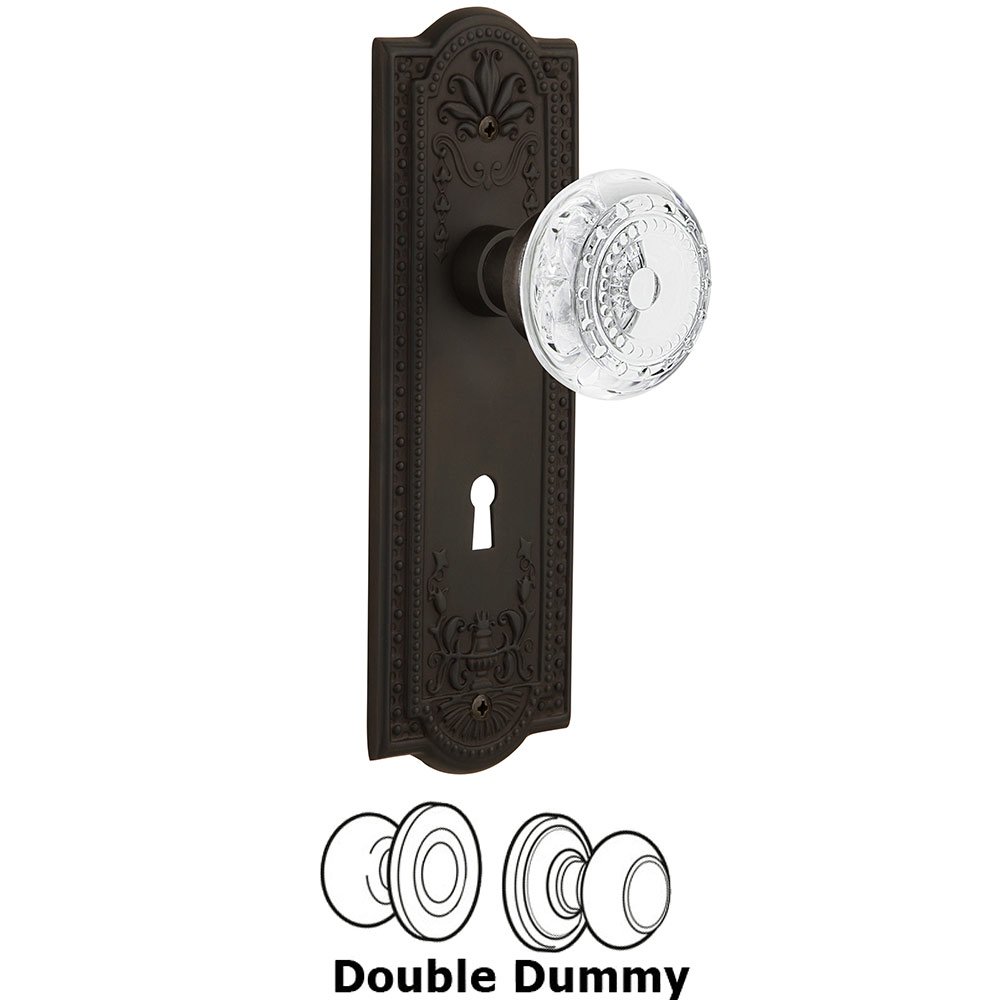 Nostalgic Warehouse Double Dummy - Meadows Plate With Keyhole and Crystal Meadows Knob in Oil-Rubbed Bronze