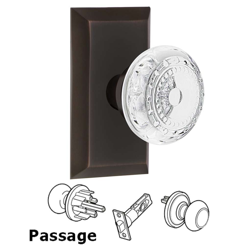 Nostalgic Warehouse Passage - Studio Plate With Crystal Meadows Knob in Timeless Bronze