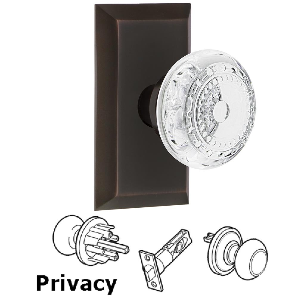 Nostalgic Warehouse Privacy - Studio Plate With Crystal Meadows Knob in Timeless Bronze