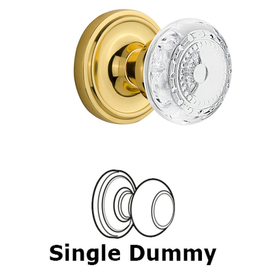 Nostalgic Warehouse Single Dummy Classic Rosette With Crystal Meadows Knob in Unlacquered Brass